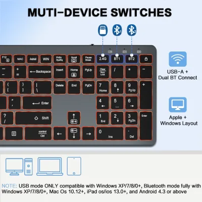 Clavier sans fil rétroéclairé gris – image 2