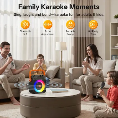 Enceinte karaoké Bluetooth avec 2 micros – image 2