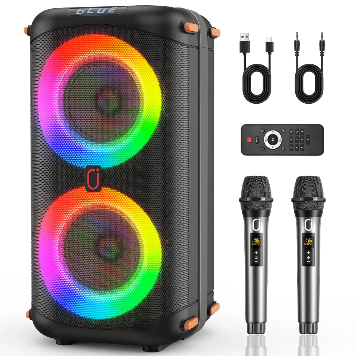 Enceinte karaoké portable avec 2 microphones