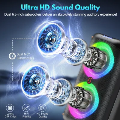 Enceinte karaoké portable avec 2 microphones – image 2