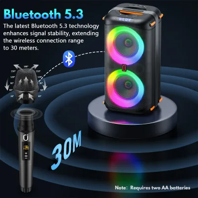 Enceinte karaoké portable avec 2 microphones – image 3