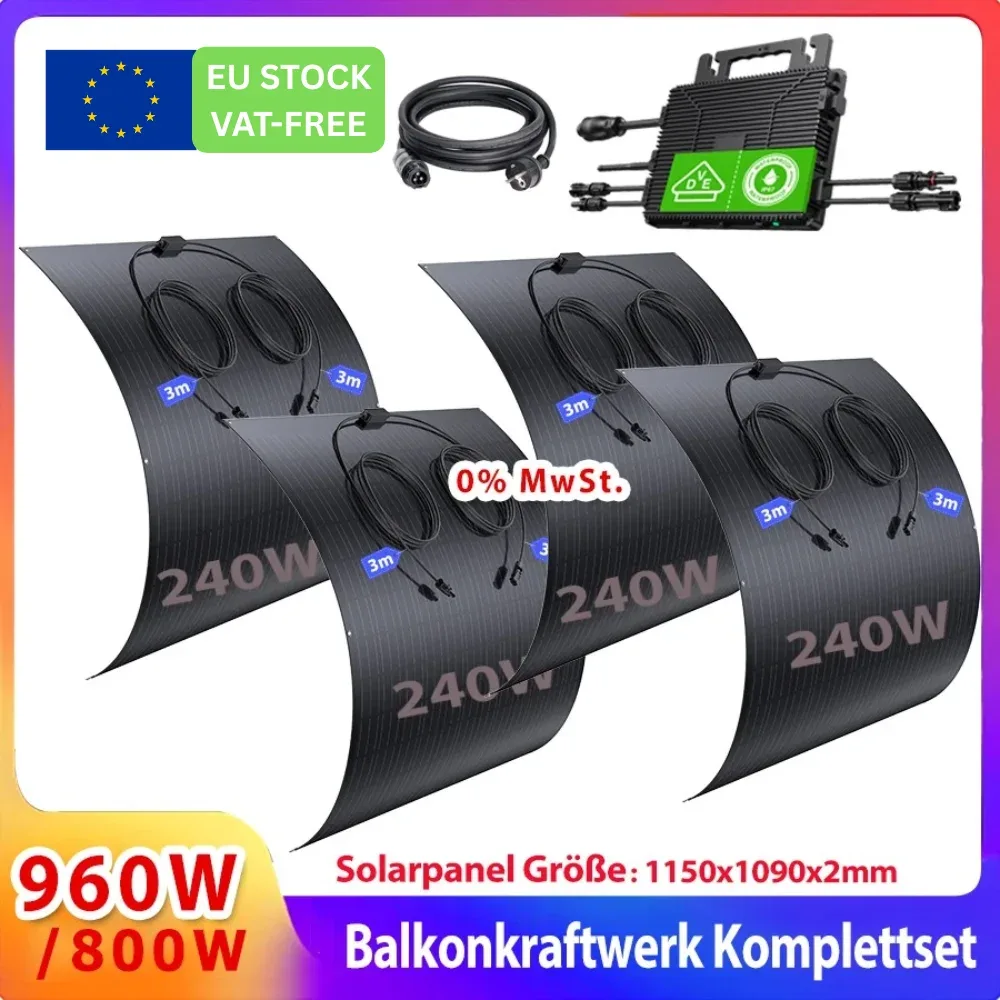 Kit solaire de balcon 4 panneaux souples