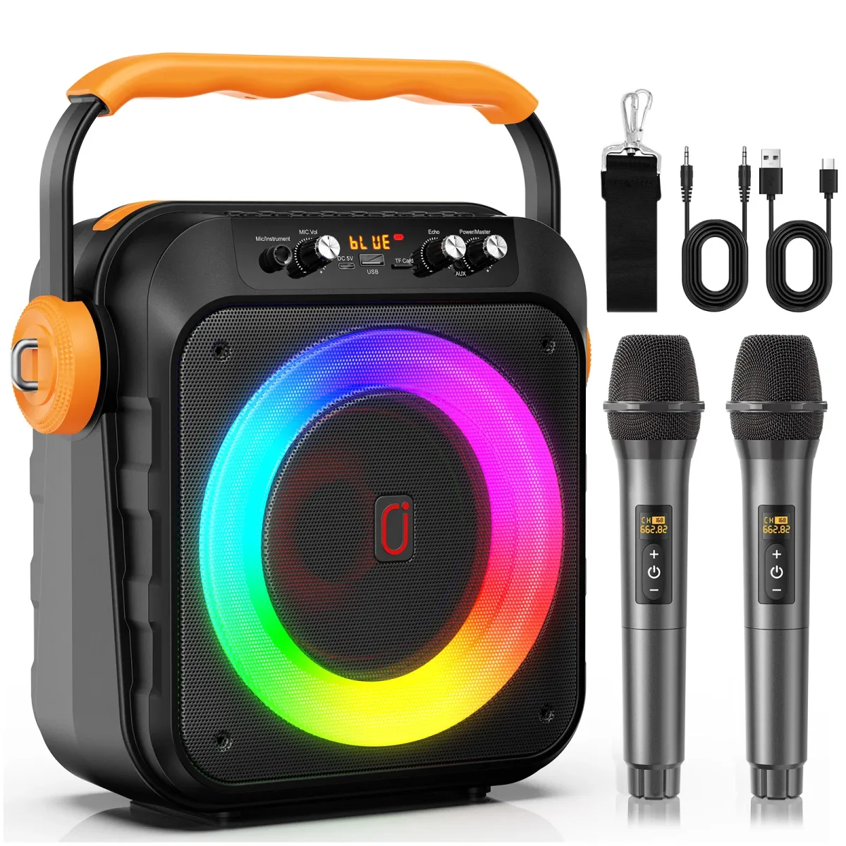 Machine de karaoké Bluetooth, 2 microphones