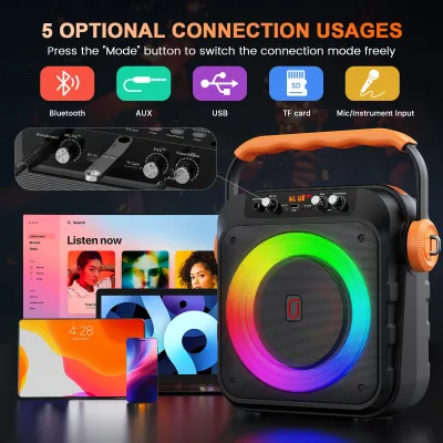 Machine de karaoké Bluetooth, 2 microphones – image 3