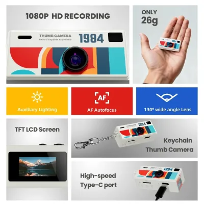 Mini caméra porte-clés rétro 1080P – image 2