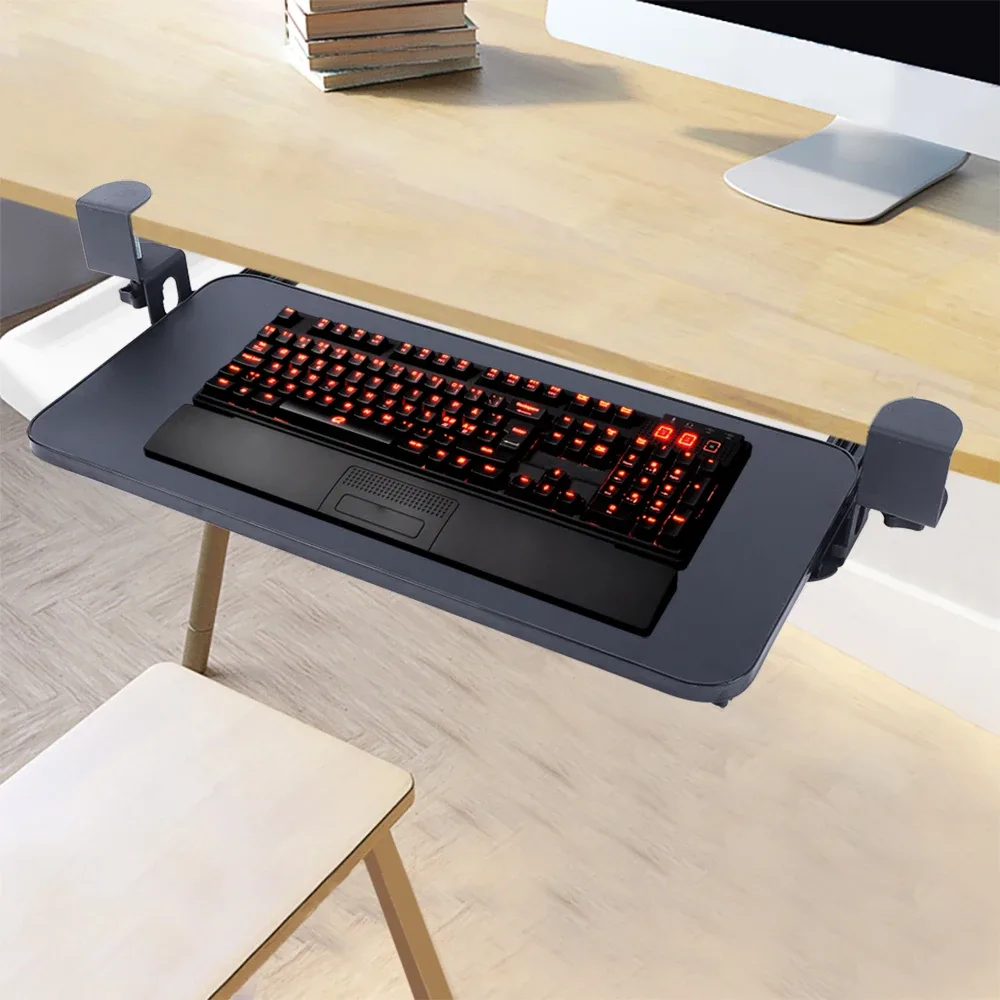 Plateau de clavier coulissant noir à pince