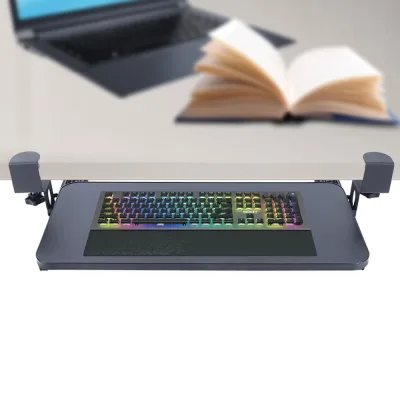 Plateau de clavier coulissant noir à pince – image 2
