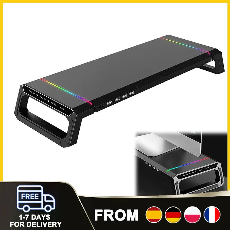 Support d'écran pliable noir avec hub USB