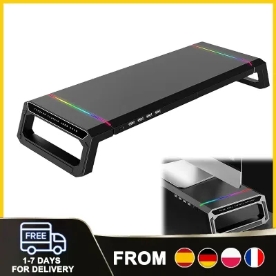 Support d'écran pliable noir avec hub USB