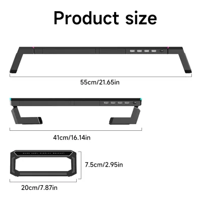 Support d'écran pliable noir avec hub USB – image 2