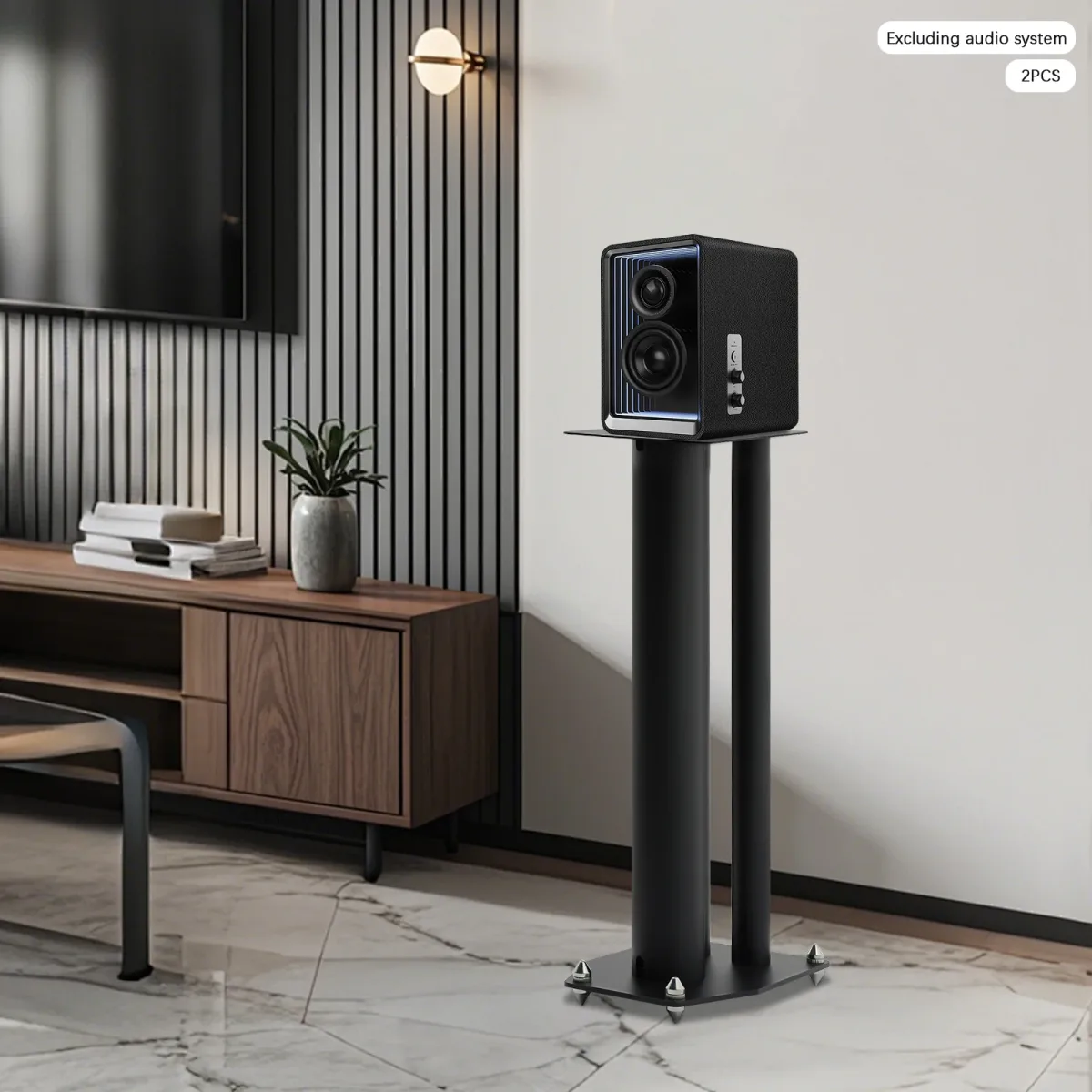Support d'enceinte noir en fer, lot de 2