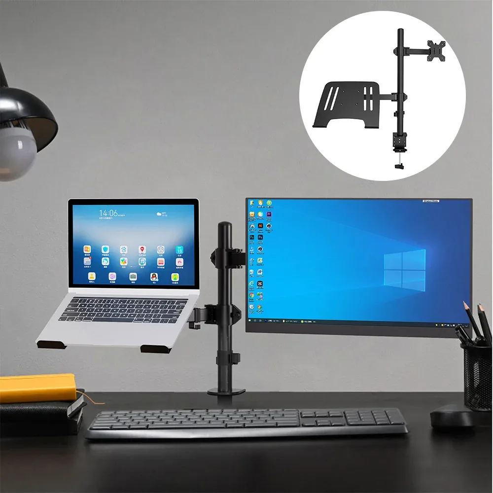 Support de moniteur réglable à pince noir
