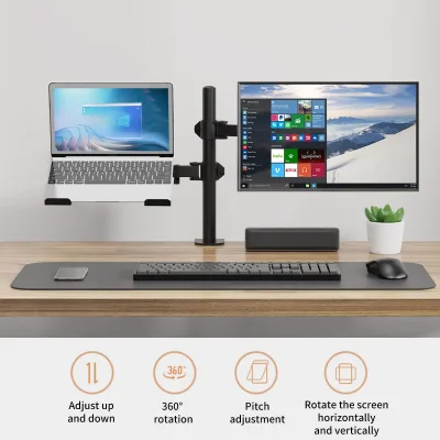 Support de moniteur réglable à pince noir – image 2