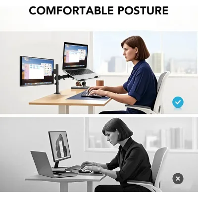 Support de moniteur réglable à pince noir – image 3