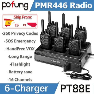 Talkie-walkie PMR446 16 canaux, lot de 6